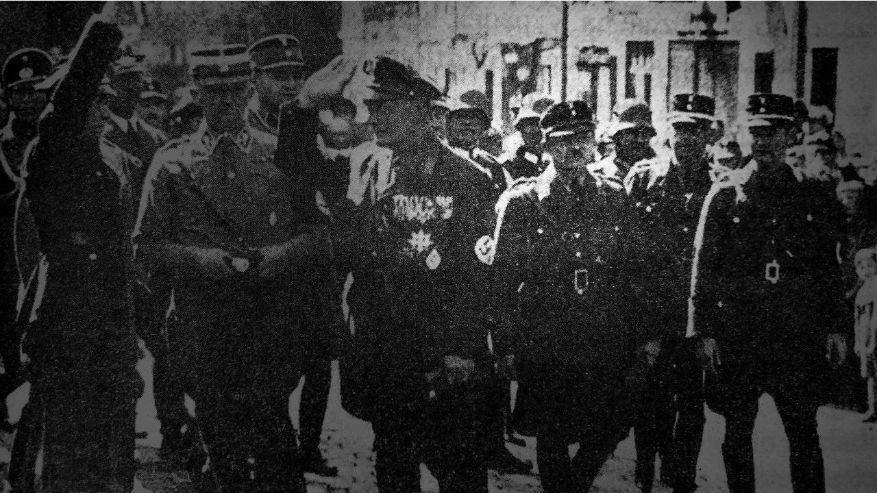 Erich Koch (drugi od prawej) i Hermann Goering w Olsztynie (1933 r.).