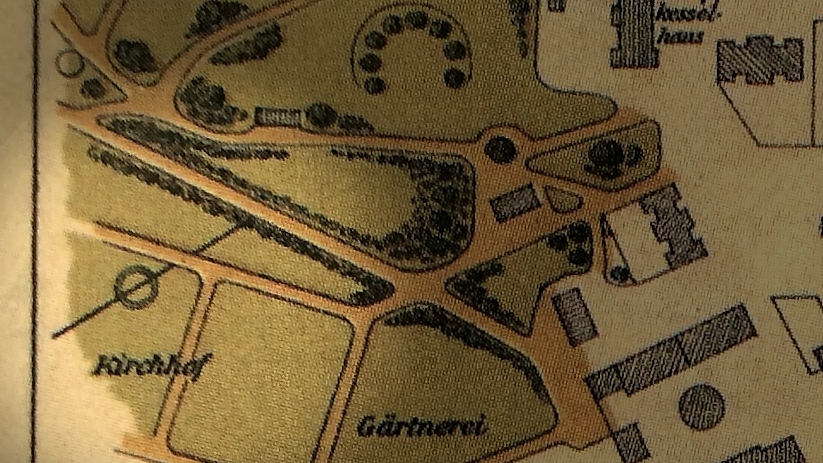 cmentarz zaznaczony na planie Kortau z 1913 r.